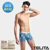 【TELITA】星際閃電彈性平口褲/四角褲-4件組M閃電(藍)