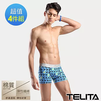 【TELITA】星際閃電彈性平口褲/四角褲-4件組 M 閃電(藍)