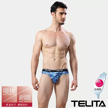 【TELITA】吸濕排汗迷彩運動三角褲 M 藍色