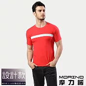 【MORINO摩力諾】時尚型男短袖衫/短袖上衣/T恤 L 紅色