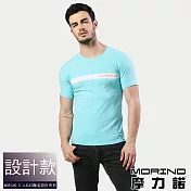 【MORINO摩力諾】時尚型男短袖衫/短袖上衣/T恤 XL 湖水藍