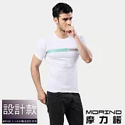 【MORINO摩力諾】時尚型男短袖衫/短袖上衣/T恤 M 白色
