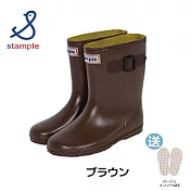 日本製 stample扣帶式兒童雨鞋71970-棕色 14cm