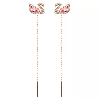 奧地利SWAROVSKI DAZZLING粉紅天鵝水晶長版耳環