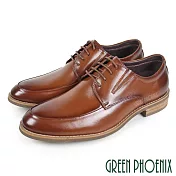 【GREEN PHOENIX】男 紳士皮鞋 商務皮鞋 漸層 渲染 綁帶 全真皮 EU41 棕色