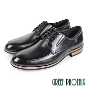 【GREEN PHOENIX】男 紳士皮鞋 商務皮鞋 漸層 渲染 綁帶 全真皮 EU39 黑色