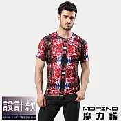 【MORINO摩力諾】速乾涼爽時尚短袖衫/T恤 L 紅色