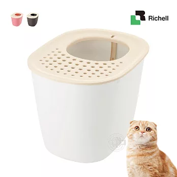 Richell 拉普蕾 不沾沙貓廁所 附貓鏟 單層 貓砂盆 貓便盆 除砂墊 貓沙盆 寵物廁所 可愛粉