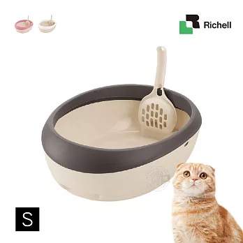 Richell 拉普蕾 蛋型便盆 S 附貓鏟 單層 貓砂盆 貓便盆 除砂墊 貓沙盆 寵物廁所 可愛粉