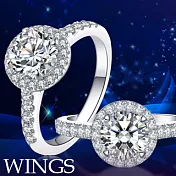 【WINGS】燦星 經典環鑽時尚款 八心八箭精鍍白金戒指 聖誕(女戒 鋯鑽 擬真鑽 單鑽) 5號