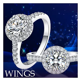 【WINGS】燦星 經典環鑽時尚款 八心八箭精鍍白金戒指 聖誕(女戒 鋯鑽 擬真鑽 單鑽) 5號
