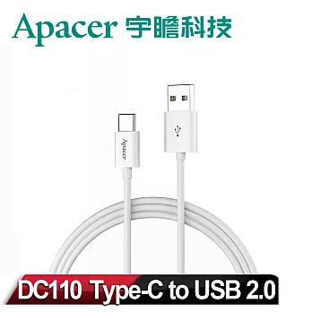 【Apacer宇瞻 】DC110 Type-C to USB2.0 傳輸線_ 白色(1m)