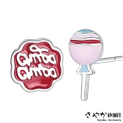 【Sayaka紗彌佳】甜心女孩棒棒糖造型925純銀針式耳環 -單一款式