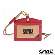 【OMC】歐洲植鞣牛皮橫式識別證套悠遊卡套(8色)紅色