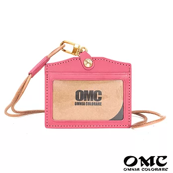 【OMC】歐洲植鞣牛皮橫式識別證套悠遊卡套(8色)粉色