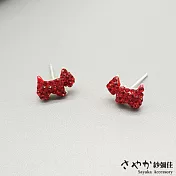 【Sayaka紗彌佳】925純銀祈願紅線系列 好運汪星人紅鑽耳環 -單一款式