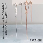 【Sayaka紗彌佳】 925純銀時尚氣質百搭耳環-不對稱C型垂墜款   -金色款