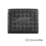 Crocodile 義大利植鞣製皮 Natural x Woven 編織短夾 0103-07304黑色