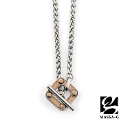 MASSA-G【Loop迴圈】金屬鍺錠荷米斯白鋼項鍊(6顆金屬鍺) 玫瑰金色-45cm