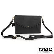 【OMC】時尚名模信封式兩用牛皮側背包(黑色)