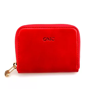 【OMC】Fronts頭層牛皮單拉鍊卡片零錢包(5色) 紅色