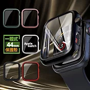 CITYBOSS for Apple watch一體成形式玻璃加保護殻-44mm黑