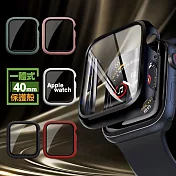 CITYBOSS for Apple watch一體成形式玻璃加保護殻-40mm黑