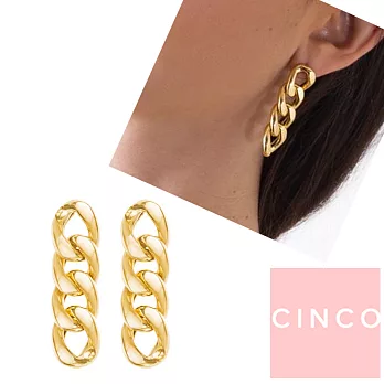 CINCO 葡萄牙精品 Ellery earrings 925純銀鑲24K金耳環 復古橢圓鎖鍊耳環