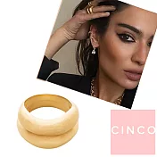 CINCO 葡萄牙精品 Lang rings 925純銀鑲24K金 雙層圓形寬版戒指 可分開配戴 1.5 公分