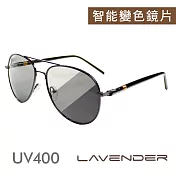Lavender-智能感光變色偏光太陽眼鏡-紳士飛官款-槍色(附精美鏡盒&拭鏡袋)