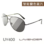 Lavender-智能感光變色偏光太陽眼鏡-經典飛官款-槍色(附精美鏡盒&拭鏡袋)
