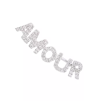 apm MONACO法國精品珠寶 閃耀銀色AMOUR字母單邊勾式耳環