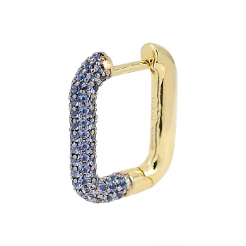 apm MONACO法國精品珠寶 閃耀藍色鋯石金色長方形單邊耳環