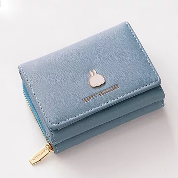 【L.Elegant】韓版時尚三折少淑女短夾拉鏈零錢包(共三色)B500藍色
