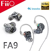 FiiO FA9 樓氏六單元動鐵MMCX單晶銅鍍銀可換線耳機(黑)