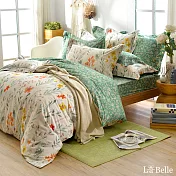 義大利La Belle《綠野青青》雙人純棉防蹣抗菌吸濕排汗兩用被床包組
