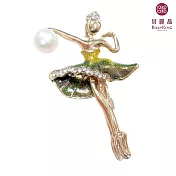 BILLY KING 貝麗晶 【芭蕾舞者系列-18】(BK218-綠色)  芭蕾舞者珍珠胸針
