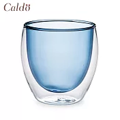 【Caldo卡朵生活】手感蛋形雙色隔熱玻璃咖啡杯 250ML 天藍