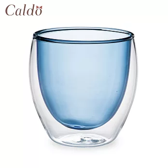 【Caldo卡朵生活】手感蛋形雙色隔熱玻璃咖啡杯 250ML 天藍