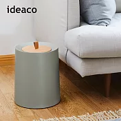 【日本ideaco】圓形家用垃圾桶-11.4L(附專用原木蓋) -岩灰