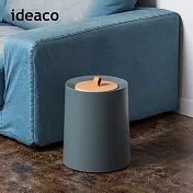 【日本ideaco】圓形家用垃圾桶-11.4L(附專用原木蓋) -藍灰