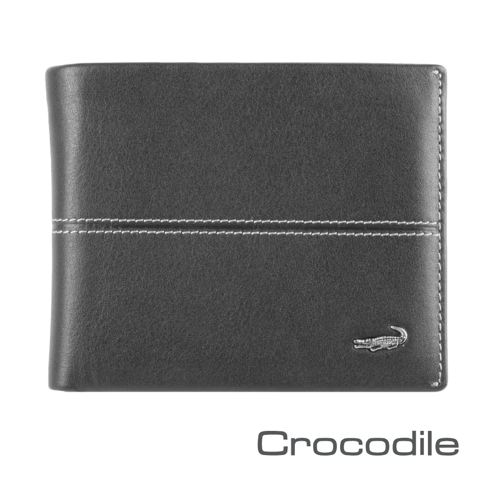 【Crocodile】Classic 經典系列素面軟皮短夾 0203-3603 黑色