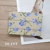 INJOYmall for iPad Pro11 2018 系列 Smart cover皮革平板保護套 無筆槽 清新藍色亞麻花款