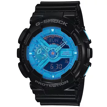 CASIO G-SHOCK 超重型戰機雙顯運動錶(藍黑)