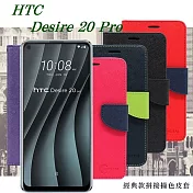 宏達 HTC Desire 20 Pro 經典書本雙色磁釦側翻可站立皮套 手機殼 側掀皮套紅色