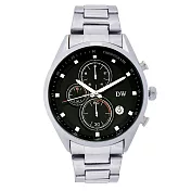 日本DW D3225 簡約設計真三眼計時鐵帶手錶- 銀黑