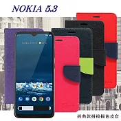諾基亞 Nokia 5.3 經典書本雙色磁釦側翻可站立皮套 手機殼 側掀皮套黑色