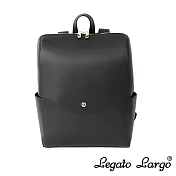Legato Largo 驚異的輕量化 小法式簡約線條 皮革後背包-黑色
