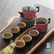 【陸寶LOHAS】龍啟壺茶器組九件式 雙色工藝 東方茶器 獲金點設計獎 富貴紅