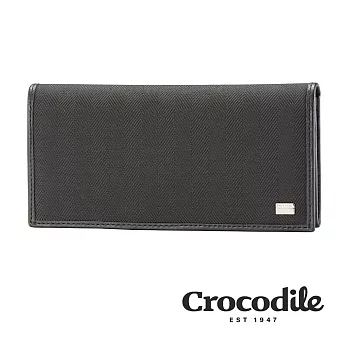 【Crocodile】Snapper布配皮系列長夾 0103-10001 黑色